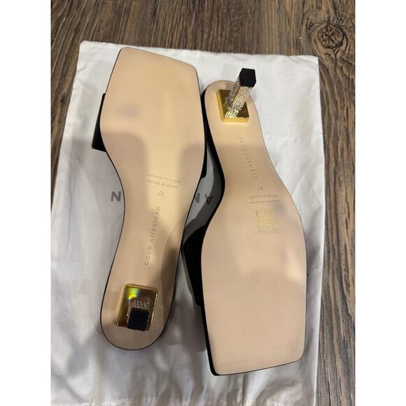 Good American Black Mules with Gold and Rhinestone Kitten Heels, 9, NEW *NO BOX* - Picture 3 of 5